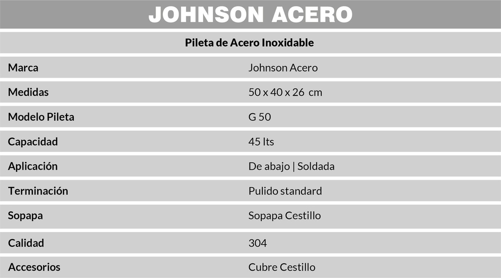 JOHNSON PILETA MOD.  G 50