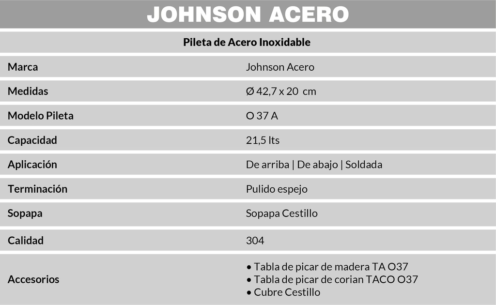 JOHNSON PILETA MOD.  O37 A