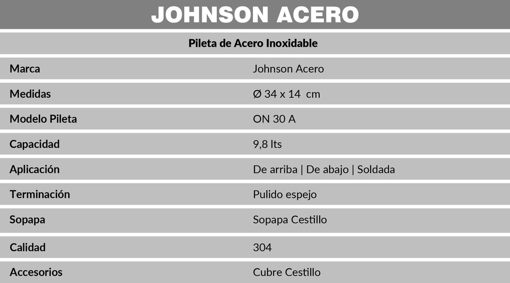 JOHNSON PILETA MOD.  ON 30A